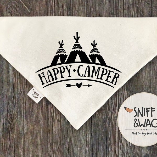 HAPPY CAMPER TEPEE,Dog Bandana,Dog Bandana ,Camping Gifts, Summer Dog Bandana, Outdoor Dog Bandana, Fun Dog Bandana,outdoor gifts,rv,tent