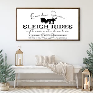 Sleigh Rides Sign | Farmhouse Christmas Sign  | Christmas Wood Sign | Holiday Farmhouse Wall Art | Christmas Decor