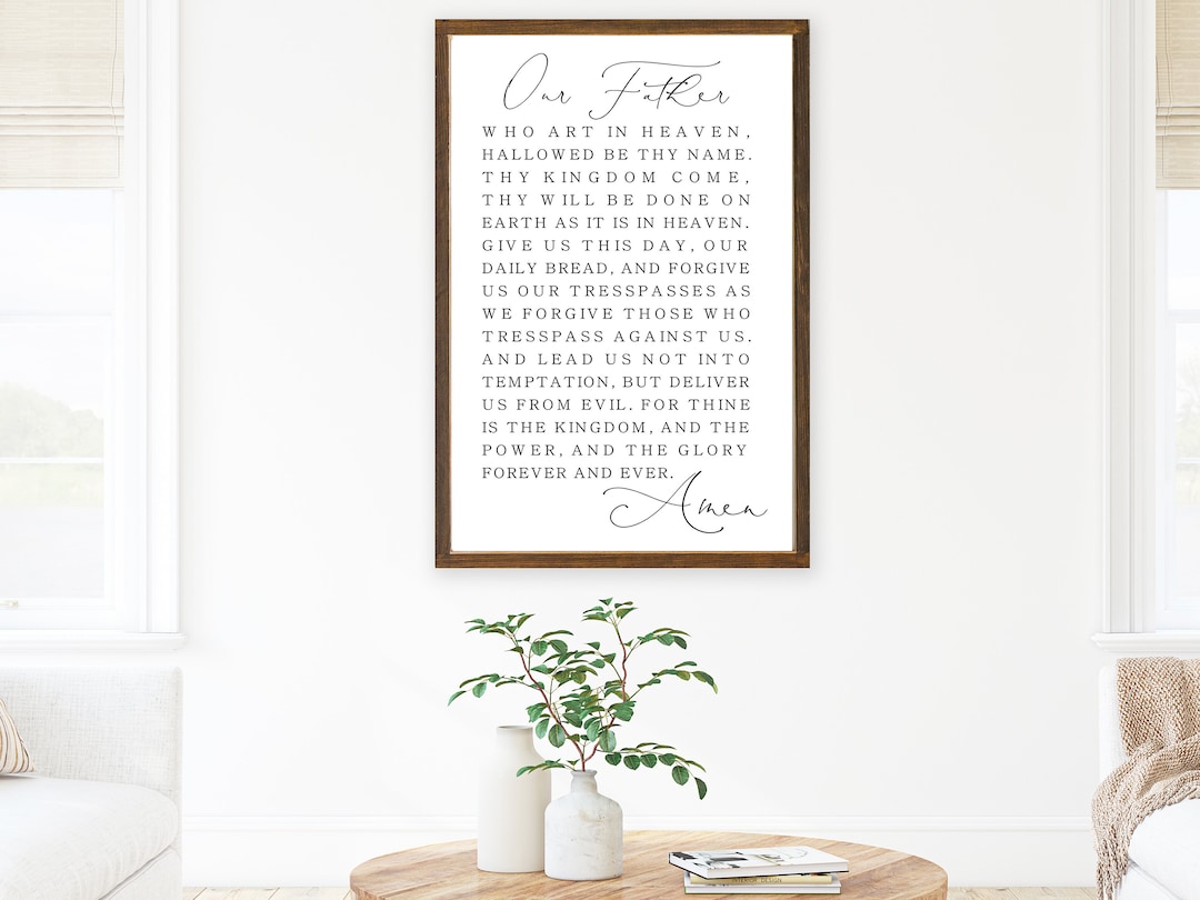 Our Father Who Art in Heaven Prayer Sign, the Lord's Prayer Wood Framed