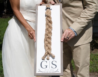 A Cord Of Three Strands Braided Monogram Sign, Personalized Unity Ceremony Sign With 3 Cords, Wedding Ceremony Ideas, Alternative Unity Sign