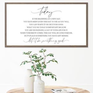 This Is The Beginning Of A New Day Sign, Motivational Wall Art, Farmhouse Decor, Office Wall Decor, Living Room Sign. Wood Framed Home Sign