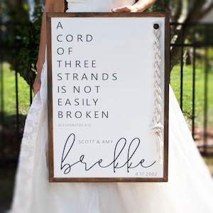 A Cord Of Three Strands Unity Sign, Unity Ceremony Sign, Custom Unity Sign For Wedding, Ecclesiastes 4:9-12 Bible Verse, Christian Wedding