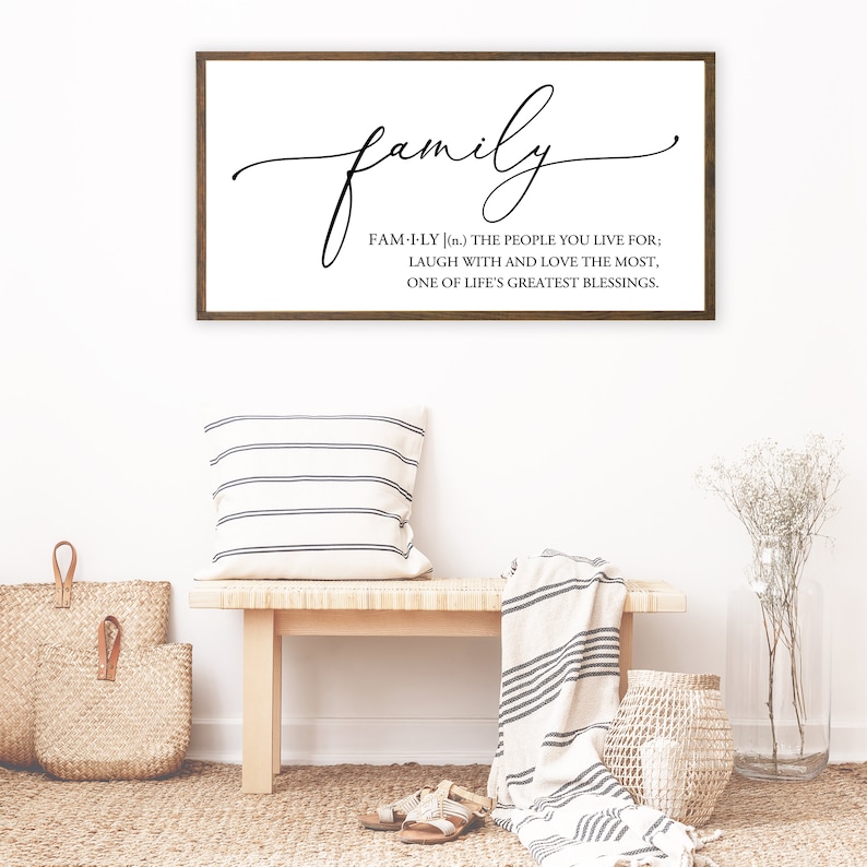 Family Definition Sign Living Room Wall Art Framed Family Etsy