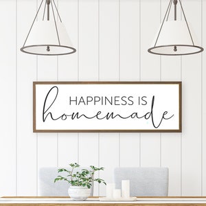 Kitchen Sign, Happiness Is Homemade Sign, Farmhouse Kitchen Wall Art, Dining Room Wall Hanging, Housewarming Gift, Large Wood Wall Art
