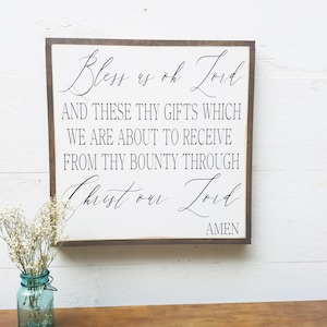 Bless Us Oh Lord Wooden Wall Art | Kitchen Decor | Housewarming Gift |  Dining Room Sign| Christian Meal Blessing | Religious Grace Prayer