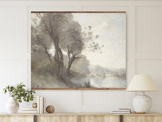 Large Vintage Wall Hanging Muted Landscape Tapestry Oversized Riverside Wall Decor XL Rustic Muted Tones Mountain and Tree Landscape Art Etsy Canada