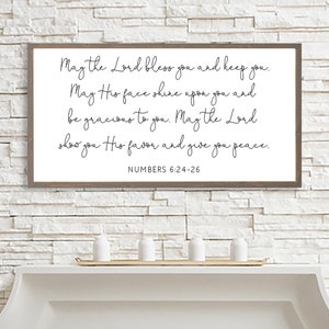May The Lord Bless You and Keep You Wall Hanging, Numbers 6:24-26, Bible Verse Quote Sign, The Blessing Sign, Living Room Wall Art