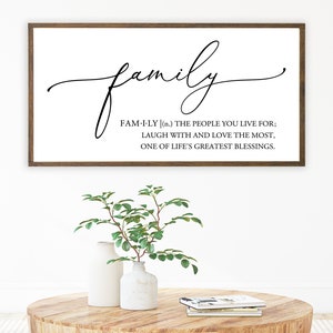 Family Definition Sign, Living Room Wall Art, Framed family Sign, Family Gallery Wall Hanging, Gift For Family, Housewarming Present
