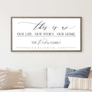 This Is Us Personalized Family Name Sign, Last Name Wood Sign, Custom Name Sign, Signs For Home, Farmhouse Above Couch Wall Décor, Our Story