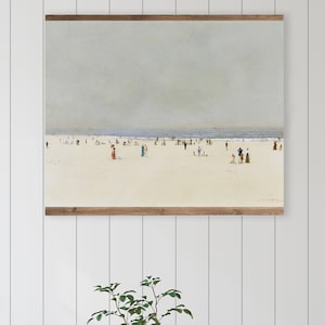 ヴィンテージビーチシーンタペストリー壁掛け、大きな壁装飾、ビーチハウスの壁アート、ヴィンテージ沿岸壁アート、大きな海景トーンオイルプリント