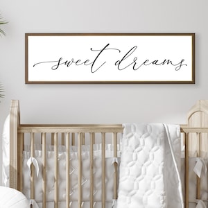 Sweet Dreams Wood Sign, Nursery Wall Art, Above Crib Wood Wall Decor For Baby Room, Wood Framed Nursery Decor, Sign For Baby Shower Gift