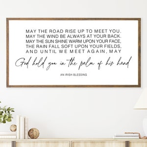 Irish Blessing Wood Sign, May The Road Rise Up To Meet You Print, Irish Home Decor, Entryway Wall Art, Irish Sign For Living Room