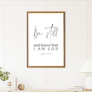 Be Still And Know That I Am God Sign, Christian Wood Wall Art, Bible Verse Sign, Scripture Wall Decor, Psalm 46:10 Framed Wood Sign