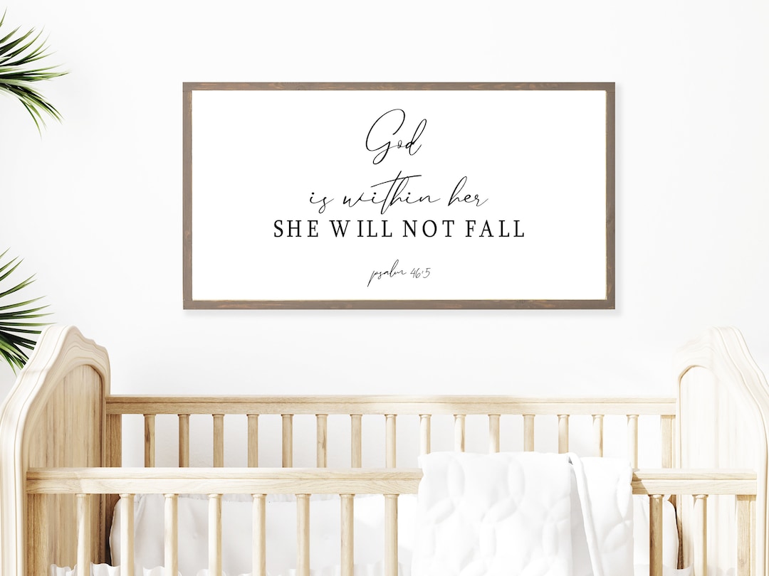 God is Within Her Sign, She Will Not Fall Wall Art, Psalm 46:5, Bible ...