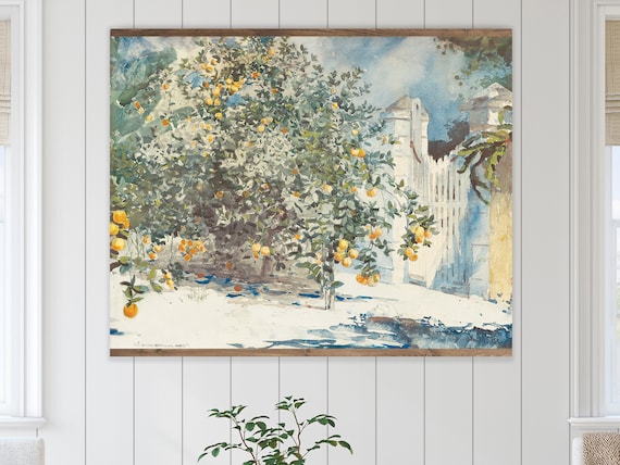 Kitchen Farmhouse Wall Decor Orange Tree Watercolor Tapestry