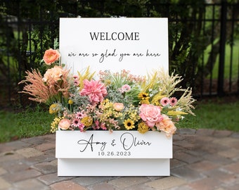 Custom Flower Box Welcome Sign For Events, Wedding Welcome Sign With Flower Box, Unique Personalized Wedding Decor, Elegant Wedding Display