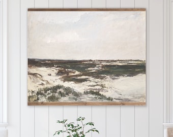 Coastal Dunes Beach Tapestry, Large Seaside Vintage Print Canvas, Ocean Print Hanging Art, XL Seaside Landscape Art, Sandy Dunes Coastal Art