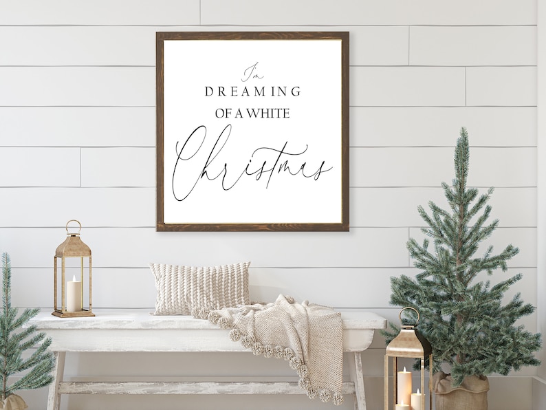Lovely Decorative Hand crafted Wooden Christmas sign I'm Dreaming Of A White Christmas