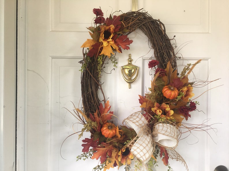 Sunflower Wreath Fall Decor Home Decor Fall Wreath Pumpkin Decor Autumn Grapevine Wreath Door Wreath Sunflower Decor Pumpkin Wreath