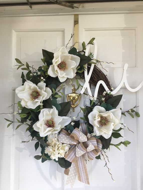 Front door wreath Wreath for front door Everyday door hanger, Gift for her Front door hanger Magnolia door hanger Summer wreath