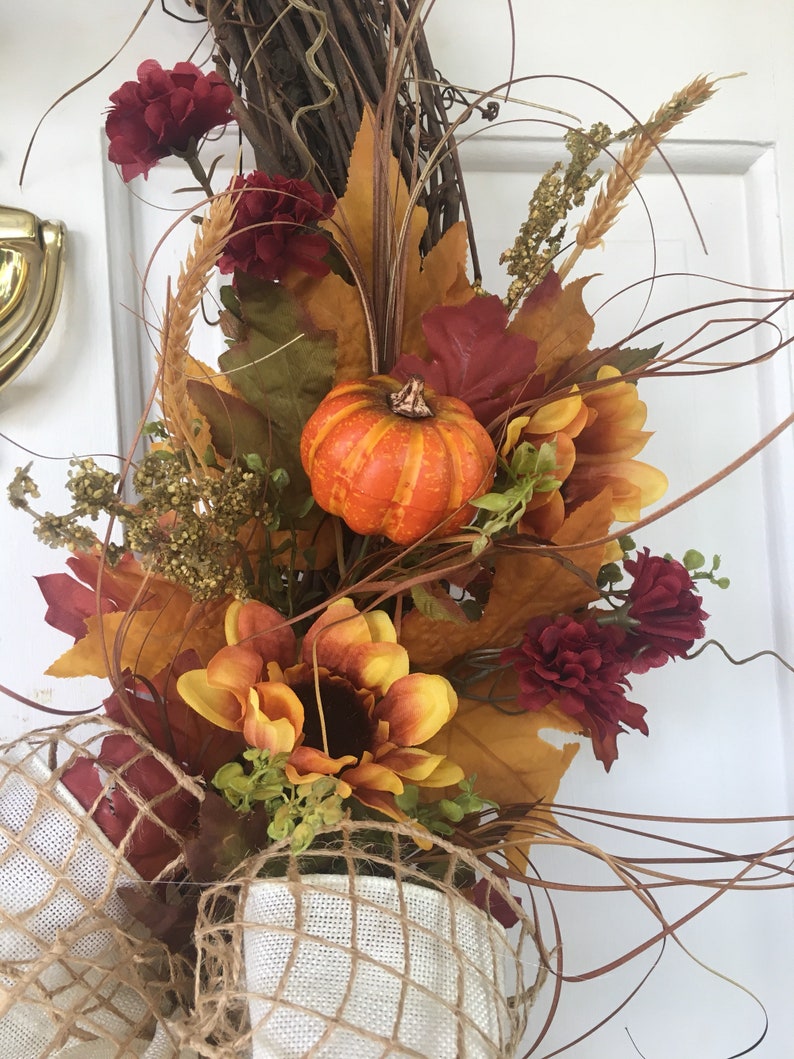 Sunflower Wreath Fall Decor Home Decor Fall Wreath Pumpkin Decor Autumn Grapevine Wreath Door Wreath Sunflower Decor Pumpkin Wreath