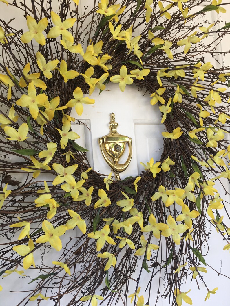 Yellow Forsythia Wreath for Front Door Spring Wreath. Summer Etsy
