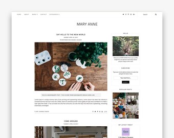 Mary Anne | Responsive Minimalist Premade Blogger Template