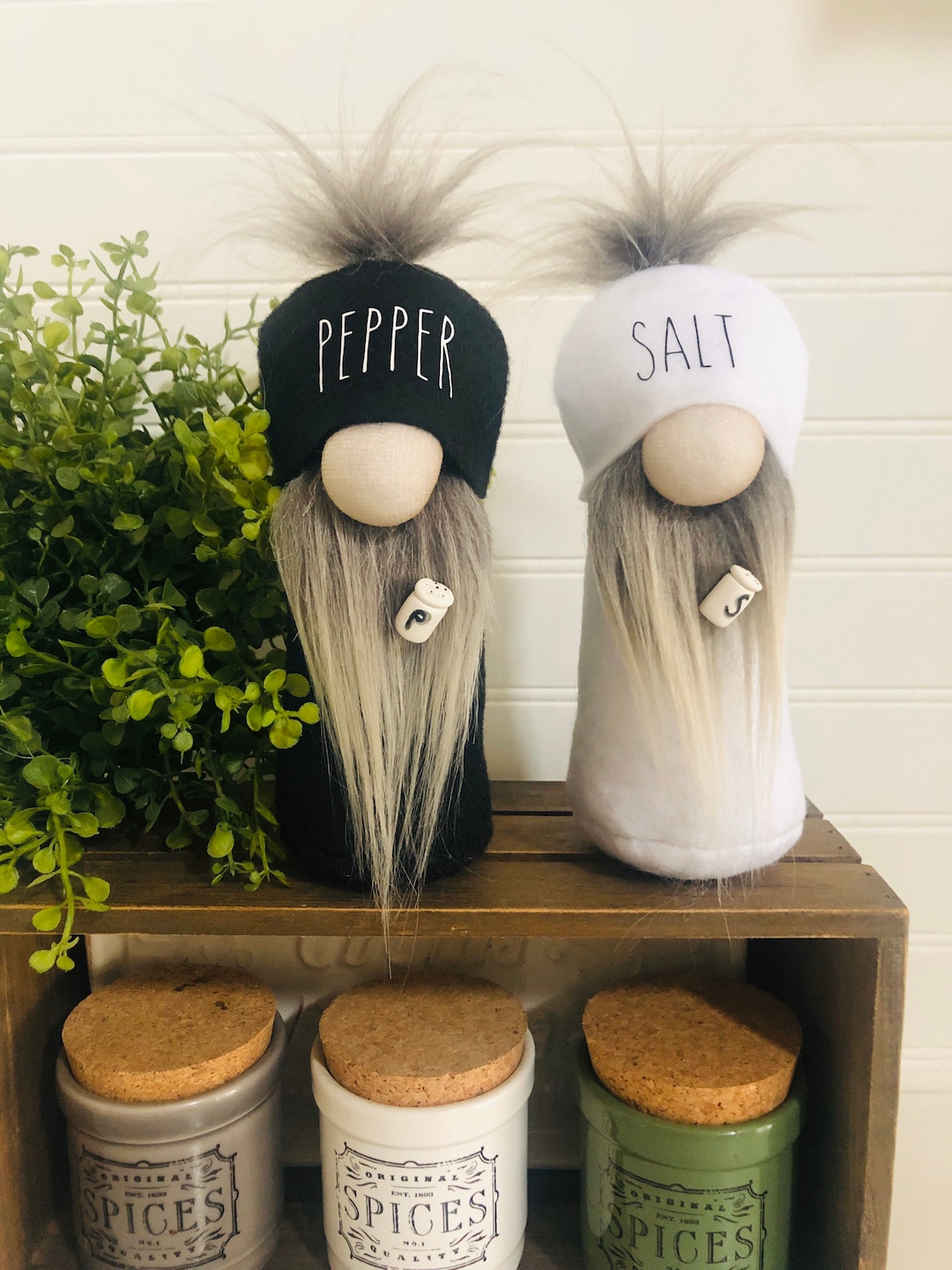 Salt & Pepper Medium Gnome Set Etsy