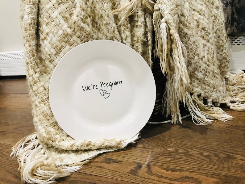 Pregnancy announcements, Baby Announcement plate, custom, Unique Pregnancy announcement, We're Pregnant gifts, New Grandma Gift, aunt gift image 4