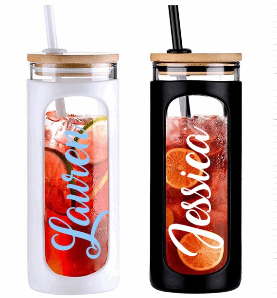 32 Oz Glass Tumbler with Lid and Straw,Glass Water Bottles with Handle,Glass  Cup