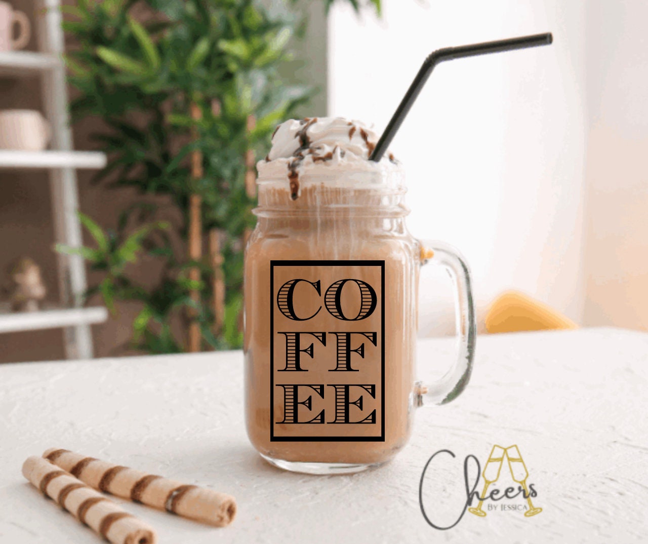 Coffee, Iced Coffee Glass,aesthetic Glass, Mason Jar Mug, Iced