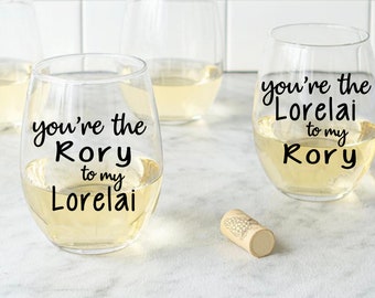 Girls Wine Glass  Girls Rory  Lorelai  Funny  girls glass Friends gift set