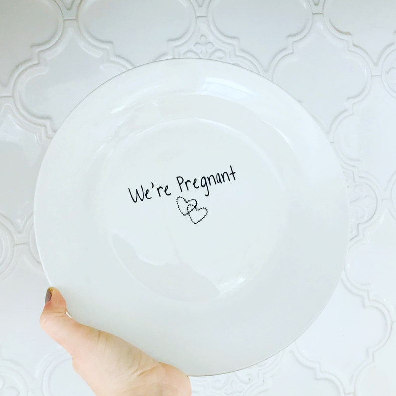 Pregnancy announcements, Baby Announcement plate, custom, Unique Pregnancy announcement, We're Pregnant gifts, New Grandma Gift, aunt gift image 1