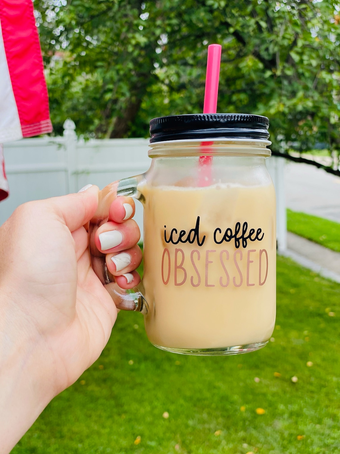 Iced Coffee obsessed GlassAesthetic Glass Mason Jar Mug Etsy