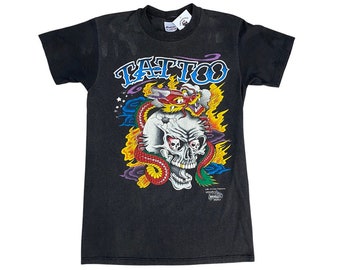 1990 J.D. Crowe Official Tattoo Brand Dragon Skull T-Shirt (M)