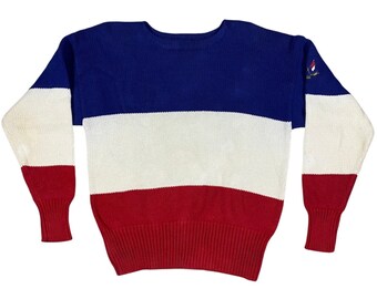 1987 Ralph Lauren POLO Cross Flags Color Block Sweater (L)