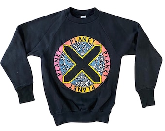 90s Planet X Puffy Print Youth Kids Raglan Sweatshirt (YM)