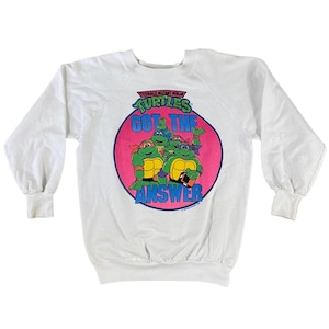 1990 TMNT Teenage Mutant Ninja Turtles &quot;Got The Answer&quot; Youth Kids Sweatshirt (YL)