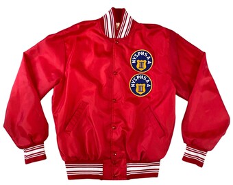 1980s NYSPHSAA New Hartford Swimming Satin Dugout Jacket Coat Red (L)