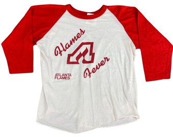 70s Atlanta Flames Hockey NHL Raglan 3/4 Sleeve (M)