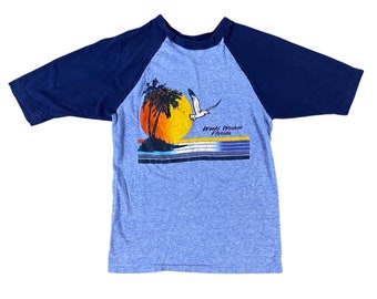 80s Ocean Sunset Island Scene Weeki Wachee FL Youth Kids T-shirt (YM)