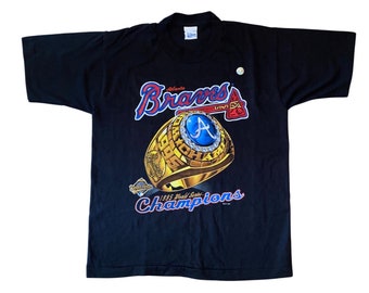 RARE 1995 Atlanta Braves World Series Championship Ring Salem Sportswear T-Shirt (S)