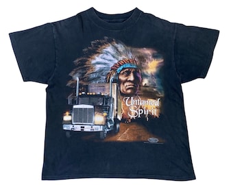 1993 Truckers Only "Untamed Spirit" 3D Emblem Denver Truck Stop Shirt (XL)