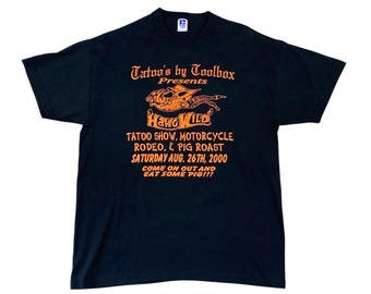 2000 Hawg Wild - Tattoo Show. Motorcycle Rodeo, and Pig Roast T-shirt (L)