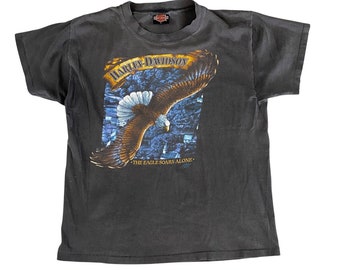 1989 Harley Davidson 3D Emblem "Eagle Soars Alone" Shirt (L) Chicago