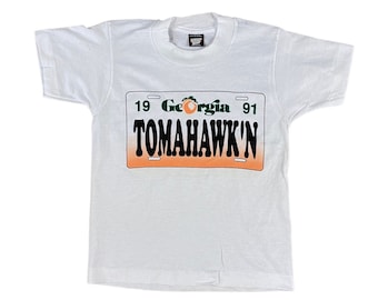 1991 Atlanta Braves "Tomahawk'n" Georgia Licence Plate Youth Kids T-shirt (10-12)