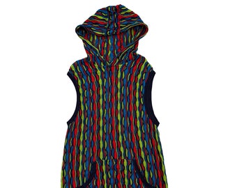 90s Coogi Australia Woven Hooded Bright Colored Sleeveless Sweater (L)