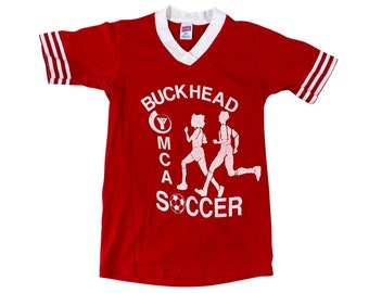 90s Buckhead YMCA Soccer Jersey 3 Stripes V-Neck T-shirt (S)