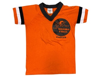 1980s Milford Eagles Tee Ball Youth Kids T-shirt Sand Knit Jersey (YS)