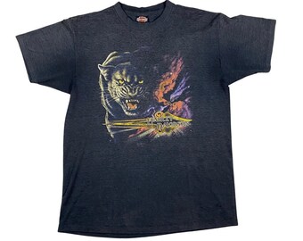 1994 3D Emblem Harley Davidson Cosmic Panther Motorcycle T-Shirt (L)